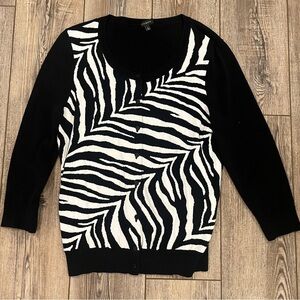 Talbots Zebra Print Button Up Cardigan Sweater - Size L